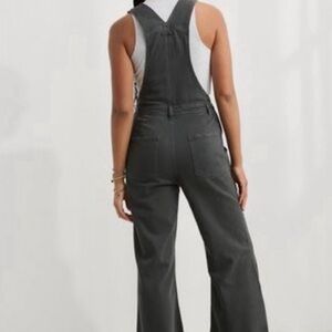 NWT AERIE WERK & PLAY TWILL OVERALLS - SMOKED GREY